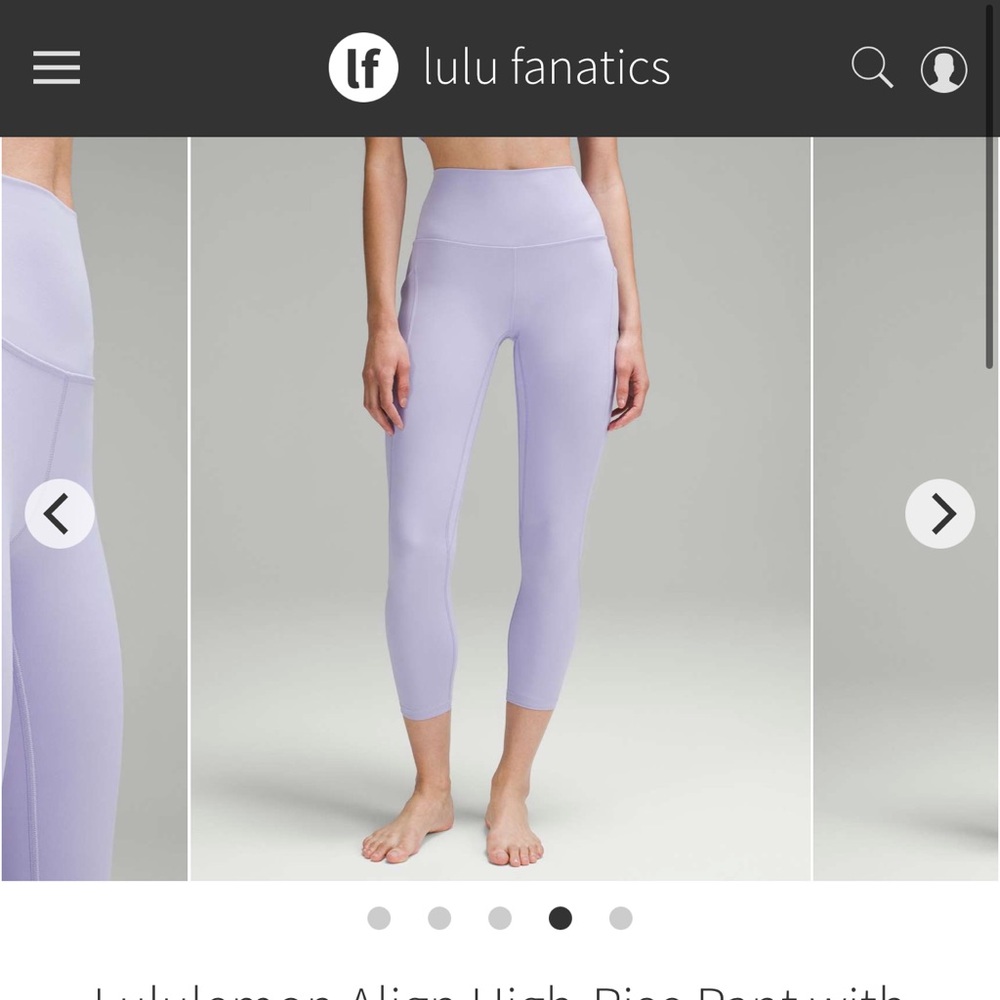 Lululemon Align High-Rise Pant with Pockets 25"
Lilac Smoke